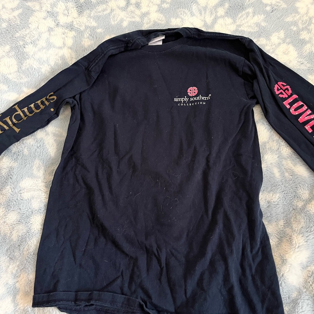 Simply Southern Navy Shirt with Pink and Gold Details